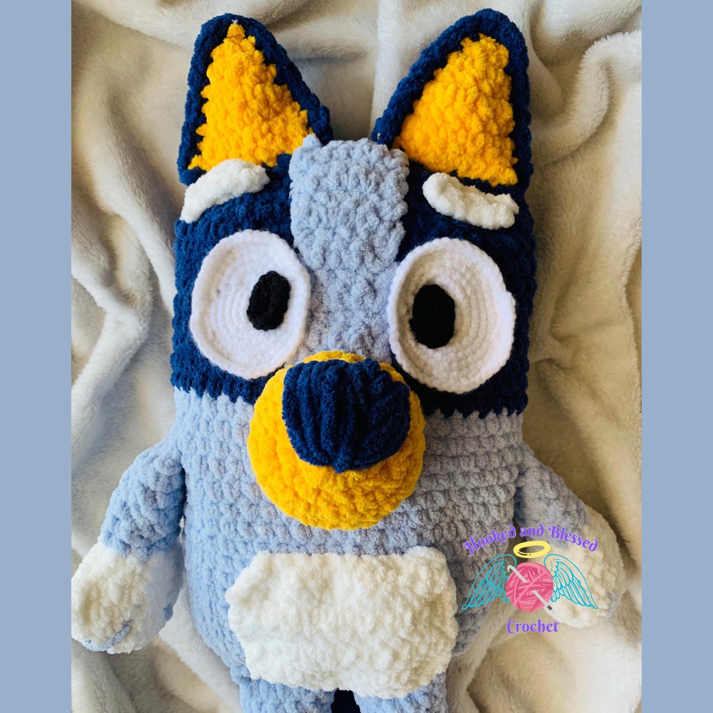 Handmade Bluey-Inspired Crochet Plush | 18” Soft Blanket Yarn Toy | Perfect for Kids & Fans