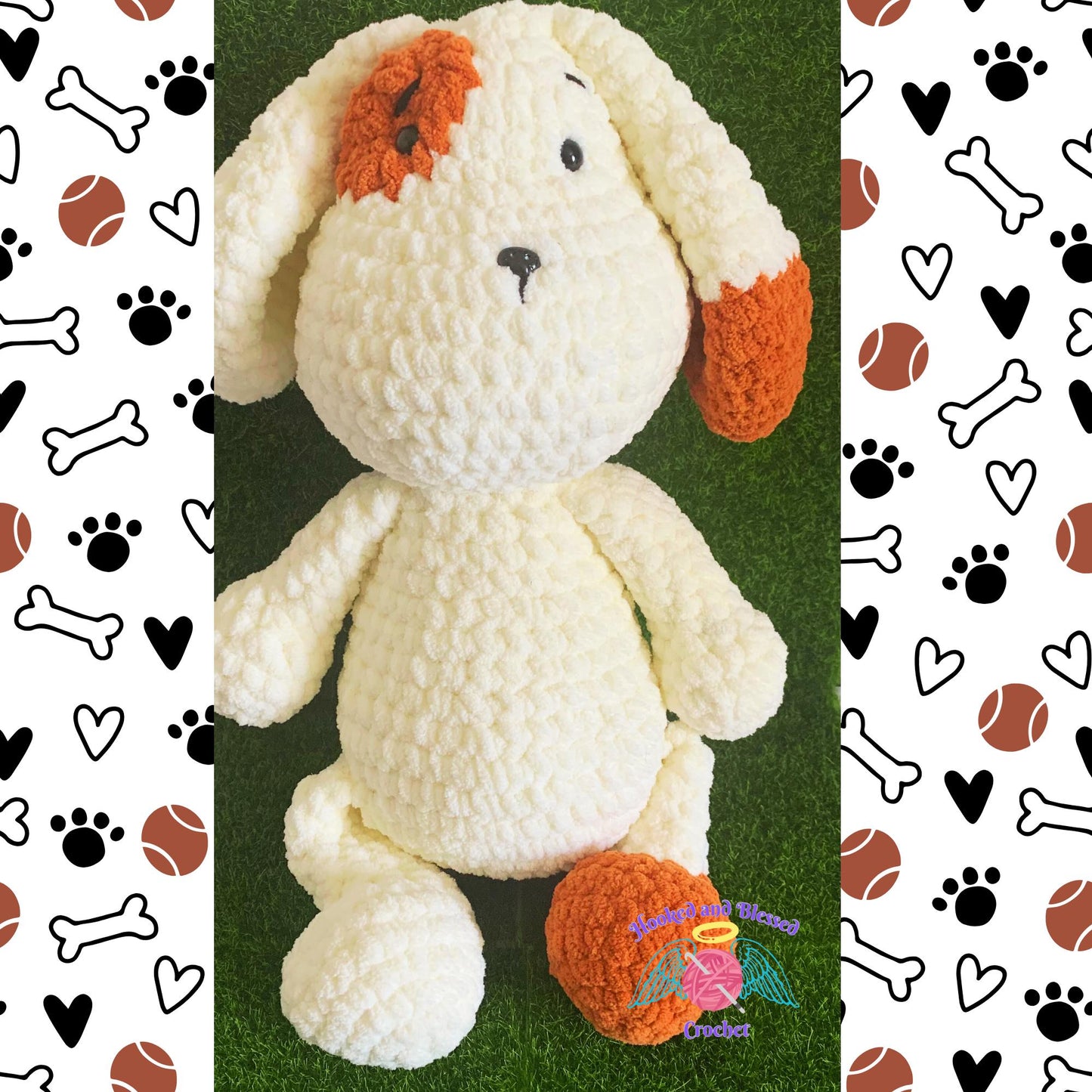 Handmade Crochet Amigurumi Two-Tone Puppy Dog β Soft & Customizable Plush Toy