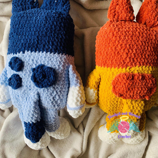 Bluey and Bingo Crochet Plush Set – Handmade Soft Toys | Bluey-Inspired Gift for Kids, Toddlers & Nursery Decor
