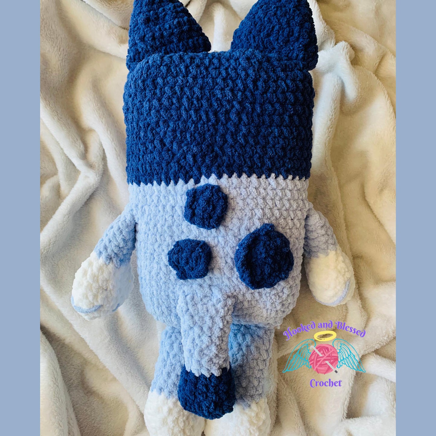 Handmade Bluey-Inspired Crochet Plush | 18” Soft Blanket Yarn Toy | Perfect for Kids & Fans