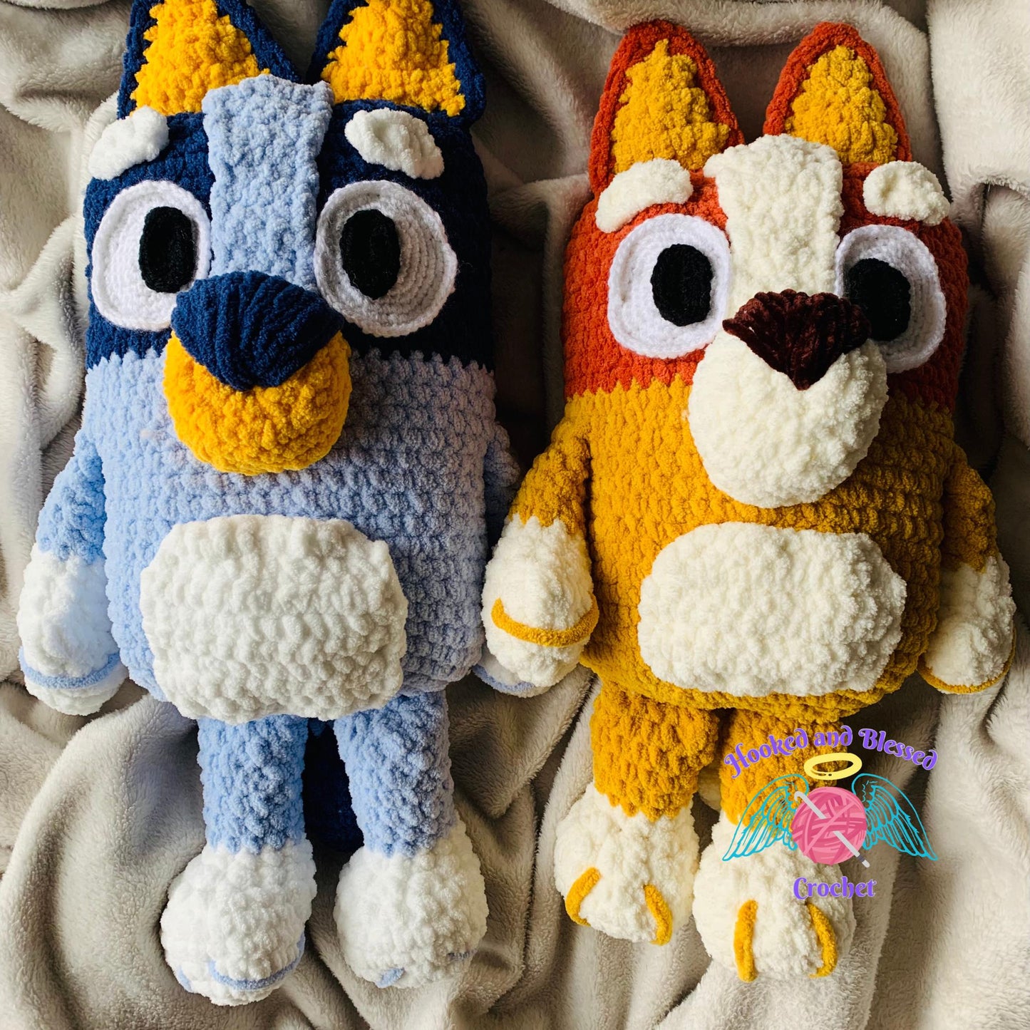 Bluey and Bingo Crochet Plush Set – Handmade Soft Toys | Bluey-Inspired Gift for Kids, Toddlers & Nursery Decor