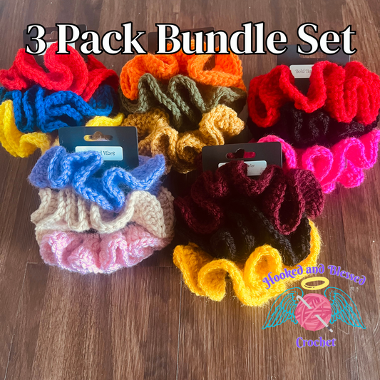 ✨ Handmade Crochet Scrunchie 3-Pack – Cozy, Cute, and Full of Personality ✨