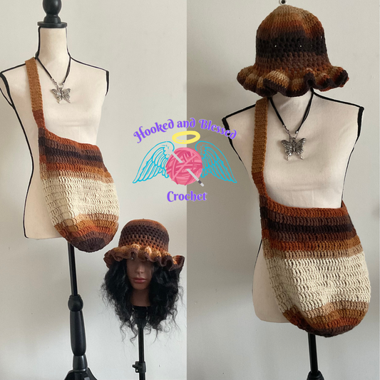 Crochet Ruffle Hat & Matching Bag Set – Handmade Style with a Statement
