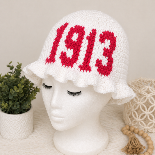 1913 Delta Sigma Theta Crochet Ruffle Hat | Elegant & Comfortable Sorority Accessory