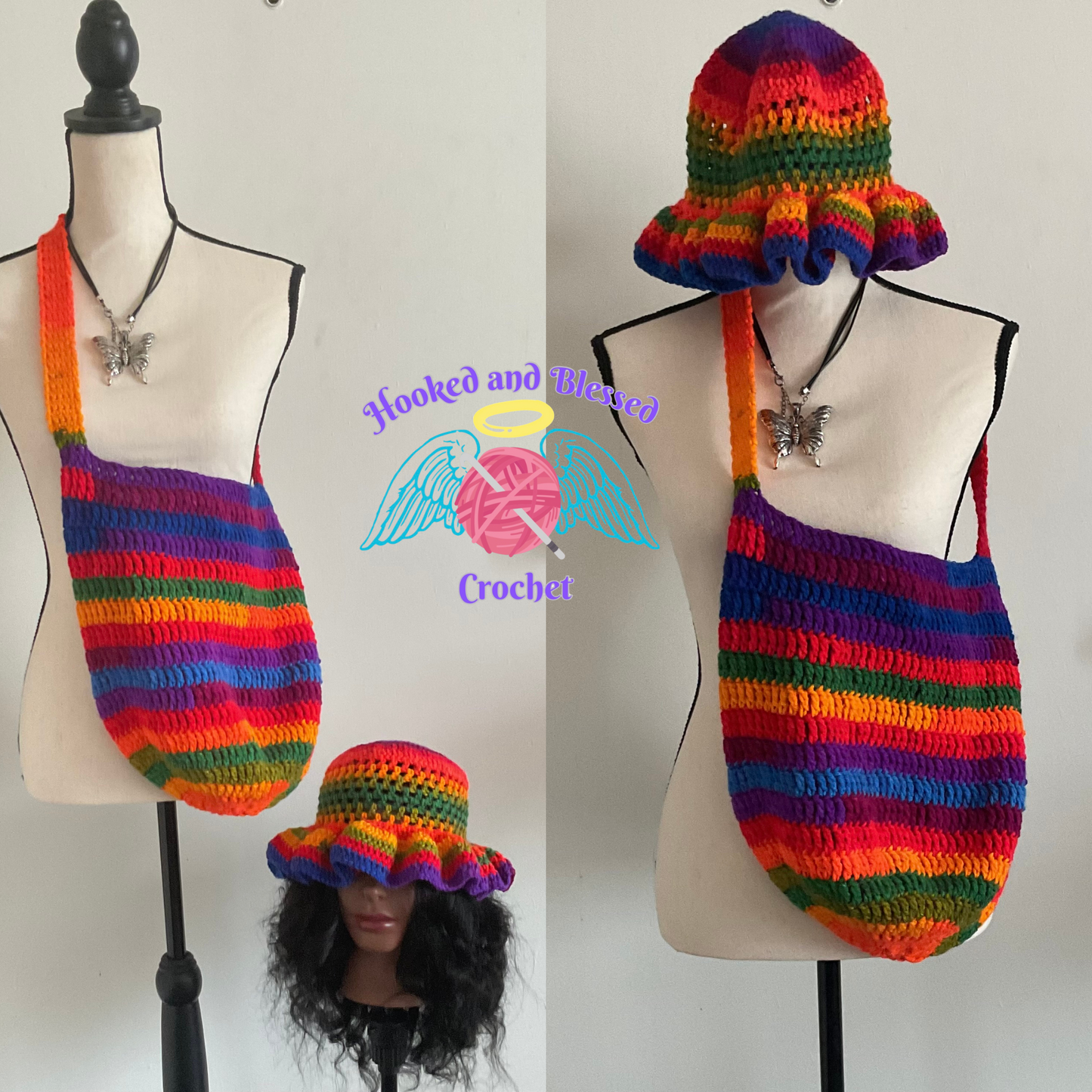 Crochet Ruffle Hat & Matching Bag Set – Handmade Style with a Statement