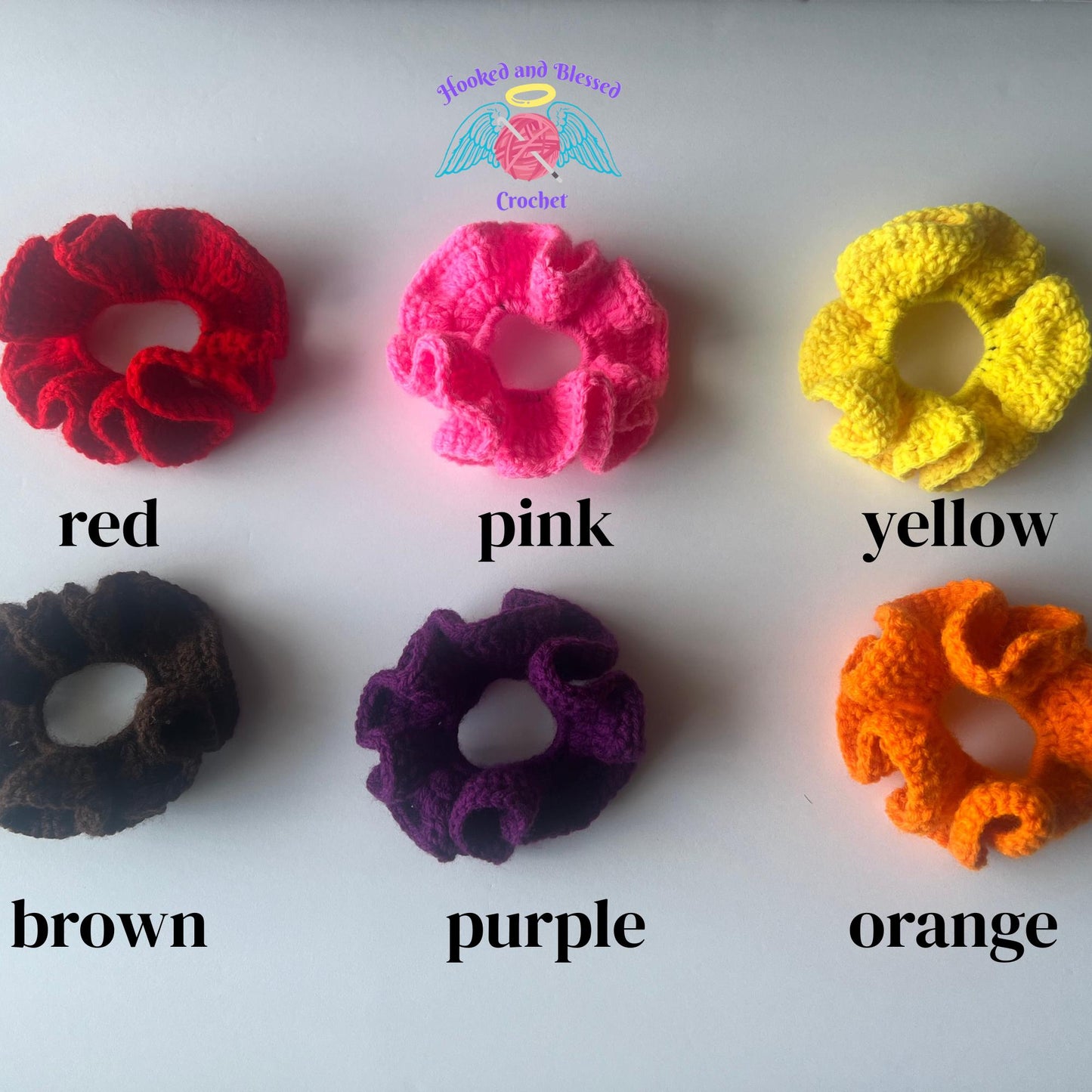 Crochet Ruffle Scrunchies – Handmade Hair Ties in Solid or Custom Colors | Cheer, Dance, Kids & Adults Accessories