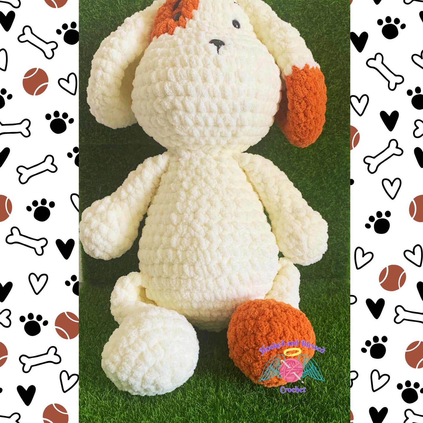 Handmade Crochet Amigurumi Two-Tone Puppy Dog – Soft & Customizable Plush Toy