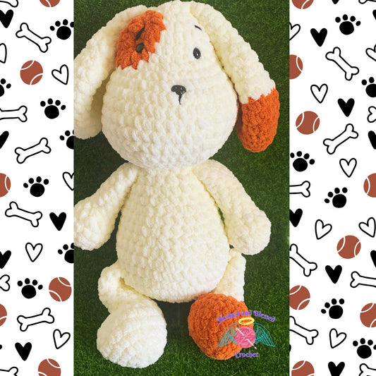 Handmade Crochet Amigurumi Two-Tone Puppy Dog – Soft & Customizable Plush Toy