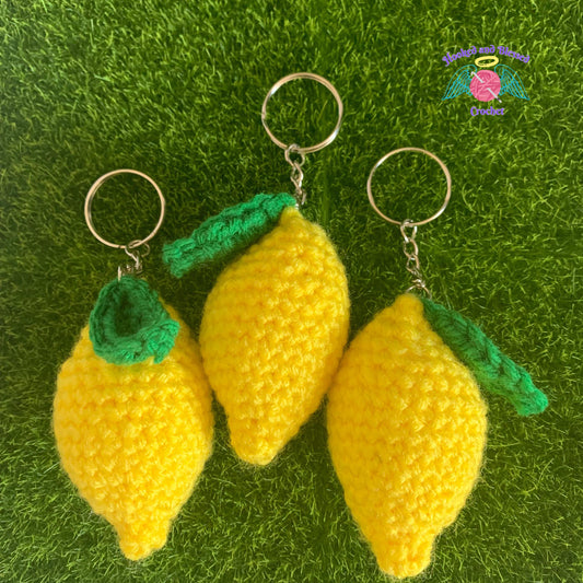 Handmade Crochet Lemon Keychain | Fun Gift, Party Favors, or Accessories | Customizable