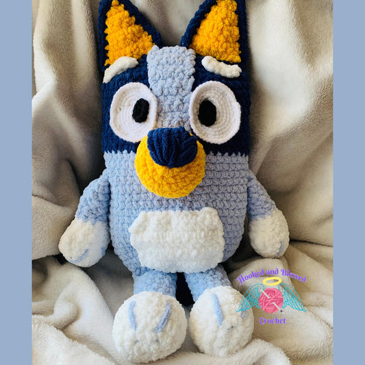 Handmade Bluey-Inspired Crochet Plush | 18” Soft Blanket Yarn Toy | Perfect for Kids & Fans