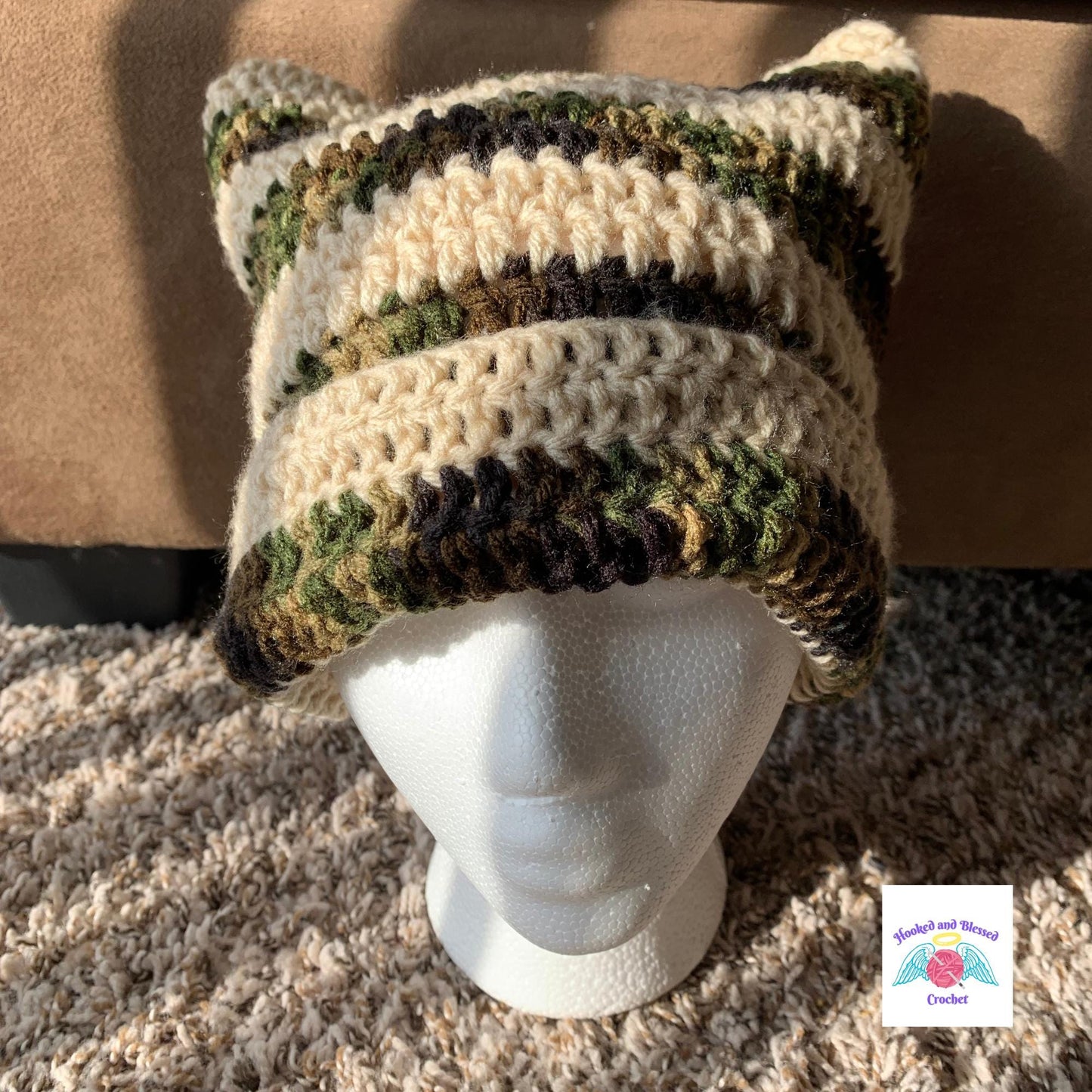 Adorable Crochet Cat Ear Beanie – Customizable Color Knit Hat for Kids & Adults – Cozy Winter Hat, Fun Cat Lover Gift