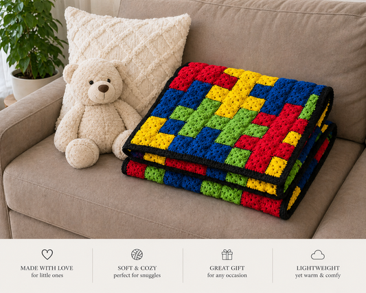 Autism Awareness Puzzle Blanket – Handmade Crochet Lap Blanket – One of a Kind 🧩💙