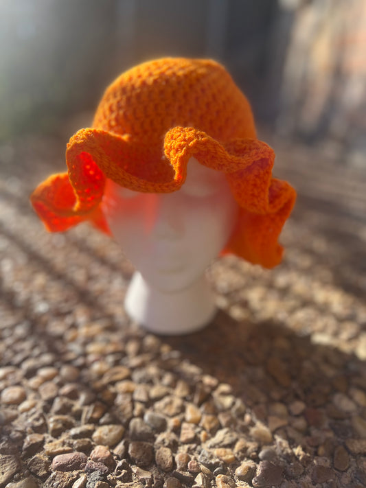 Orange Wavy Brim Hat