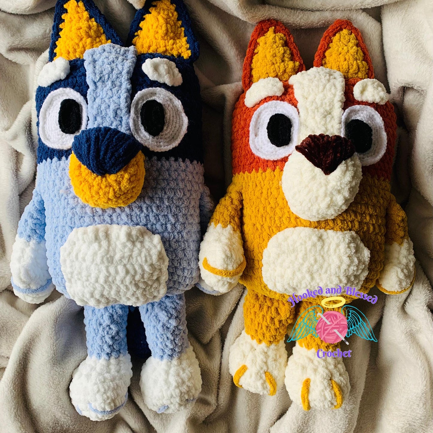 Bluey and Bingo Crochet Plush Set – Handmade Soft Toys | Bluey-Inspired Gift for Kids, Toddlers & Nursery Decor