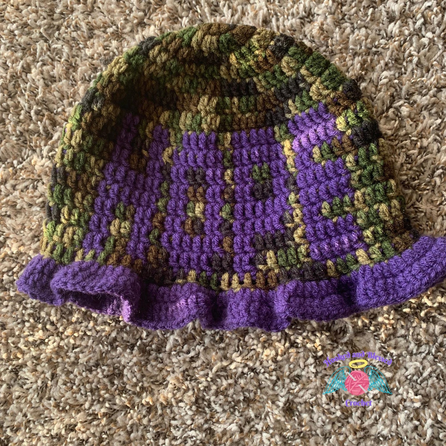 Camouflage Crochet Ruffle Hats – Love, Faith & Hope | Handmade Statement Hats | Unique Gift Idea