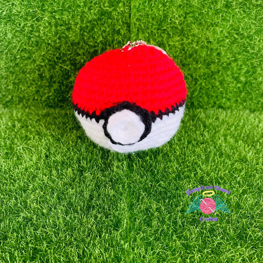 Handmade Crochet Poké Ball Keychain | Gift Idea for Pokémon Fans | Party Favors